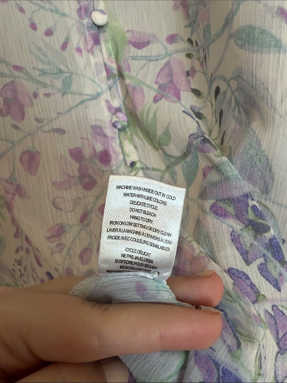 Floral Sheer V-Neck Blouse in Lavender and Sage - Picture 5 of 5